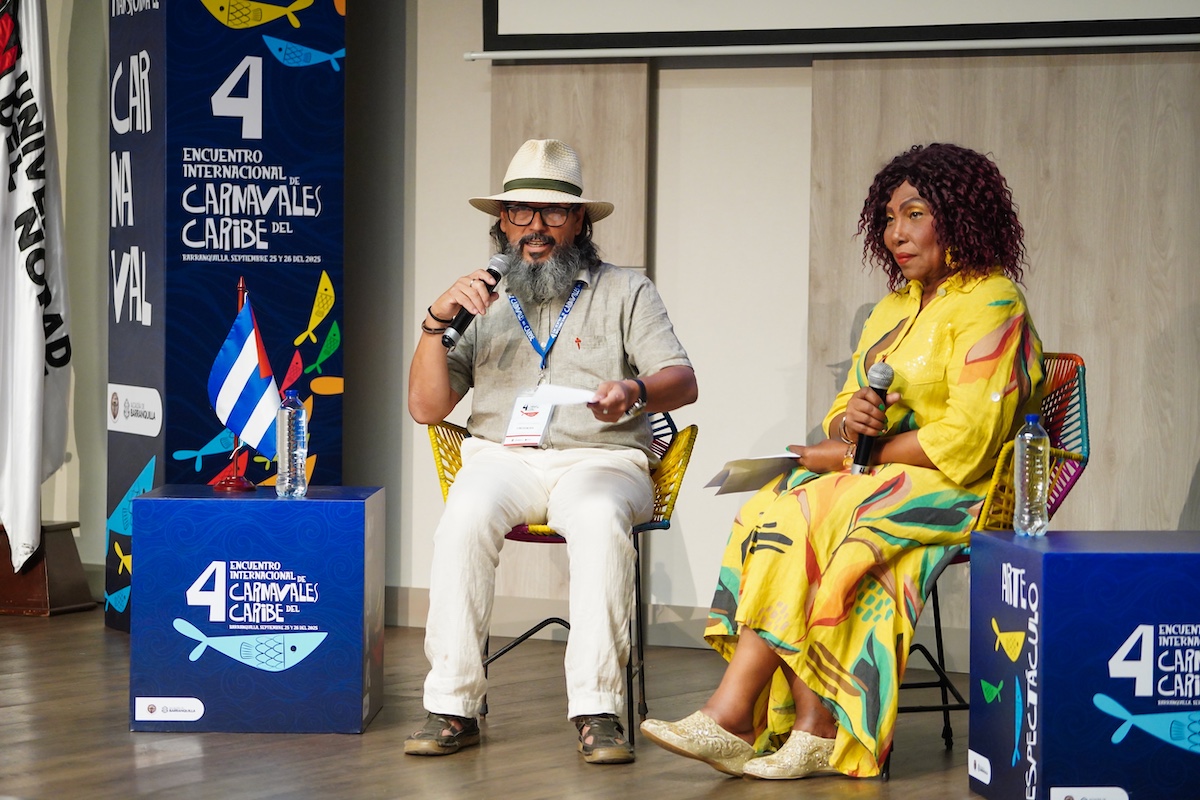 Barranquilla, Colombia, 25 de Septiembre de 2025. IV Encuentro Internacional Carnavales del Caribe en Barranquilla, 25 y 26 de septiembre de 2025. En la imagen, expositores durante el día 1.